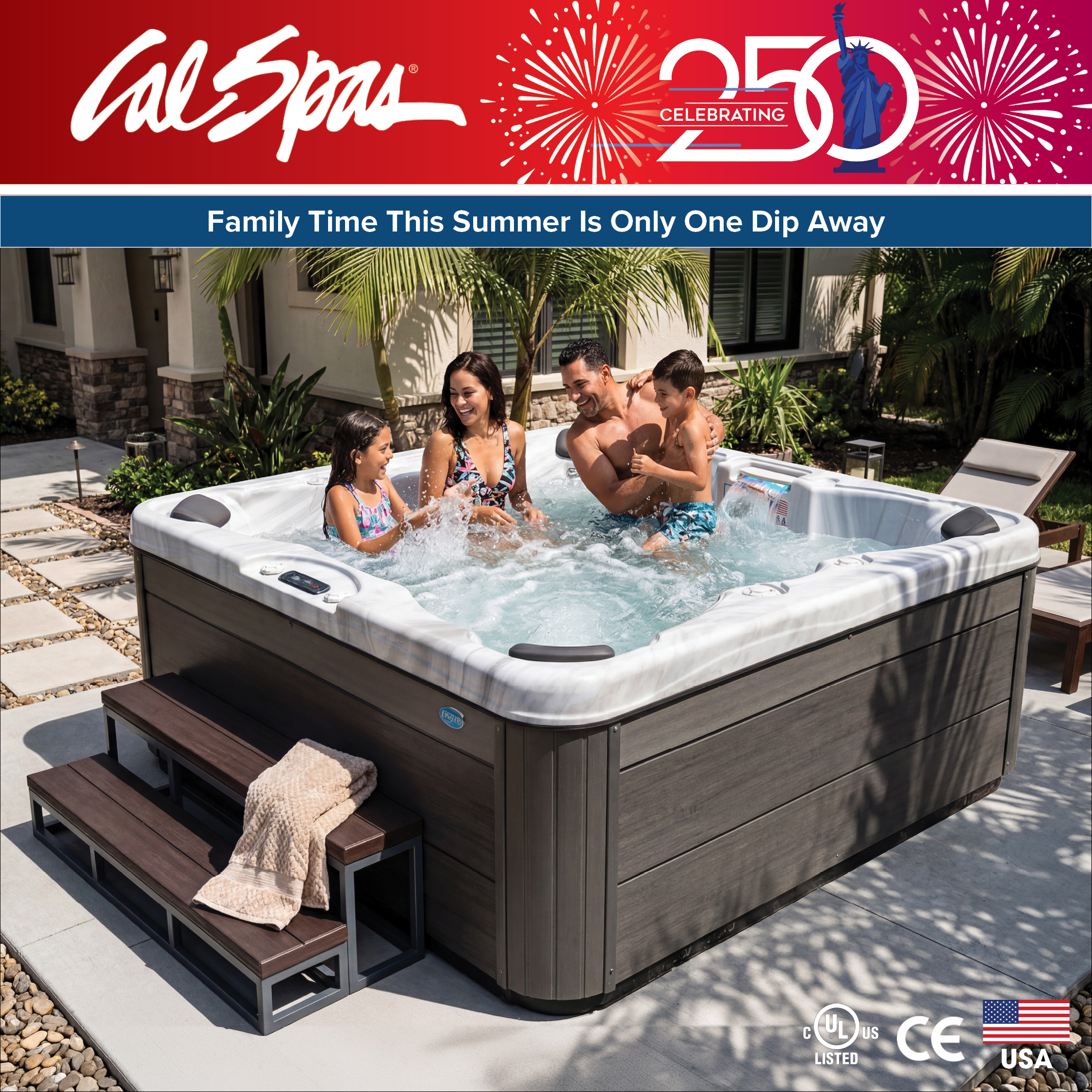 Calspas hot tub being used in a family setting - Richmond